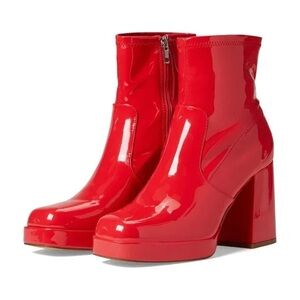 Steve Madden Boots Ever Red Patent Leather Heeled Ankle Booties
